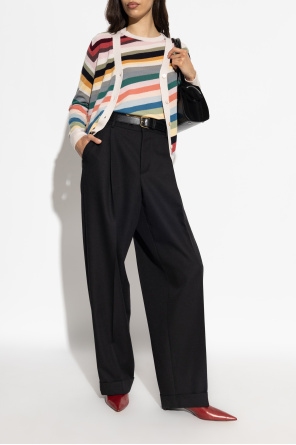 90s paul smith two-tuck stripe スラックス Women's Black 'Tonal Stripe' Tux Trousers